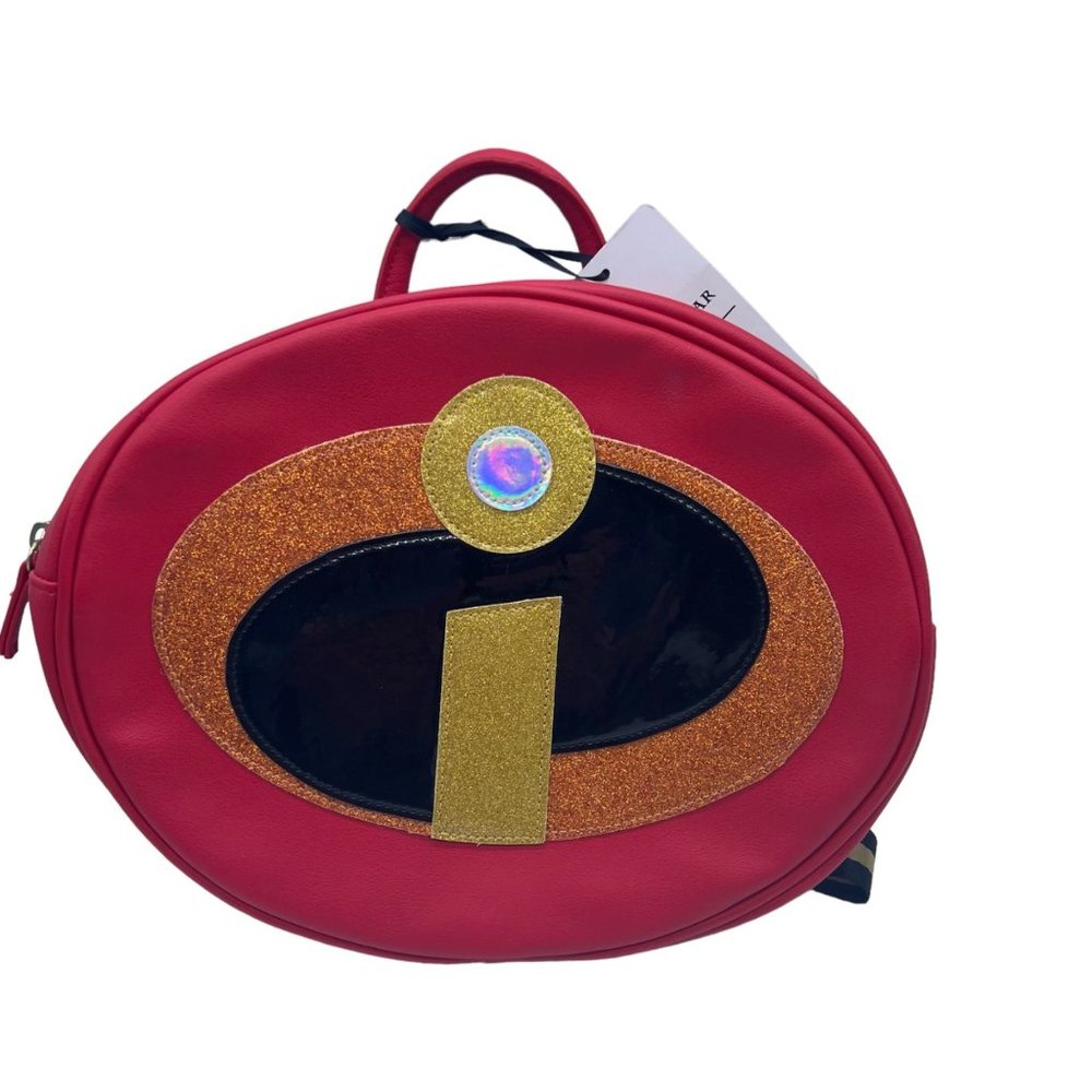 Disney Incredible 2 Backpack Purse Red Logo 11 X 8.5 Handle Adjustable Strap Pix